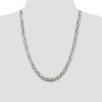 Sterling Silver 7.5mm Byzantine Chain Necklace - 24 inches by Lumare Gioia