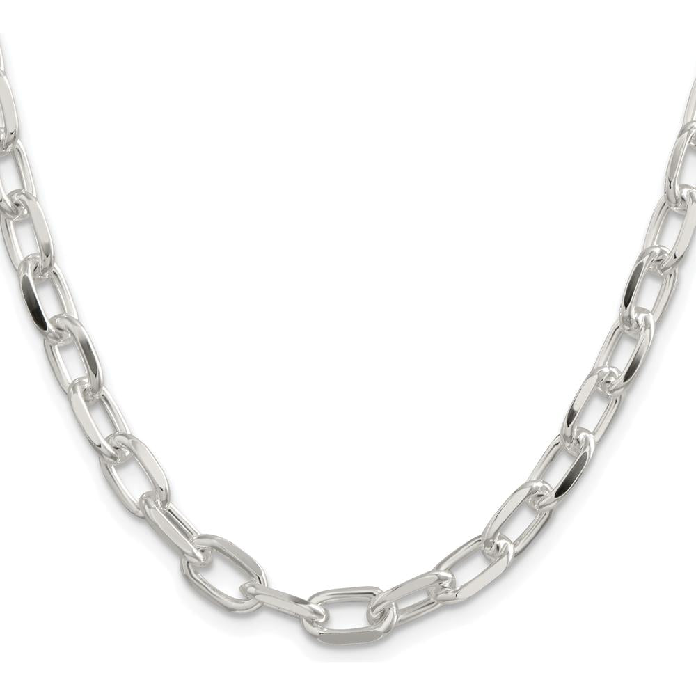 Sterling Silver 7.5mm Diamond-Cut Long Link Cable Chain - 20 inches by Lumare Gioia