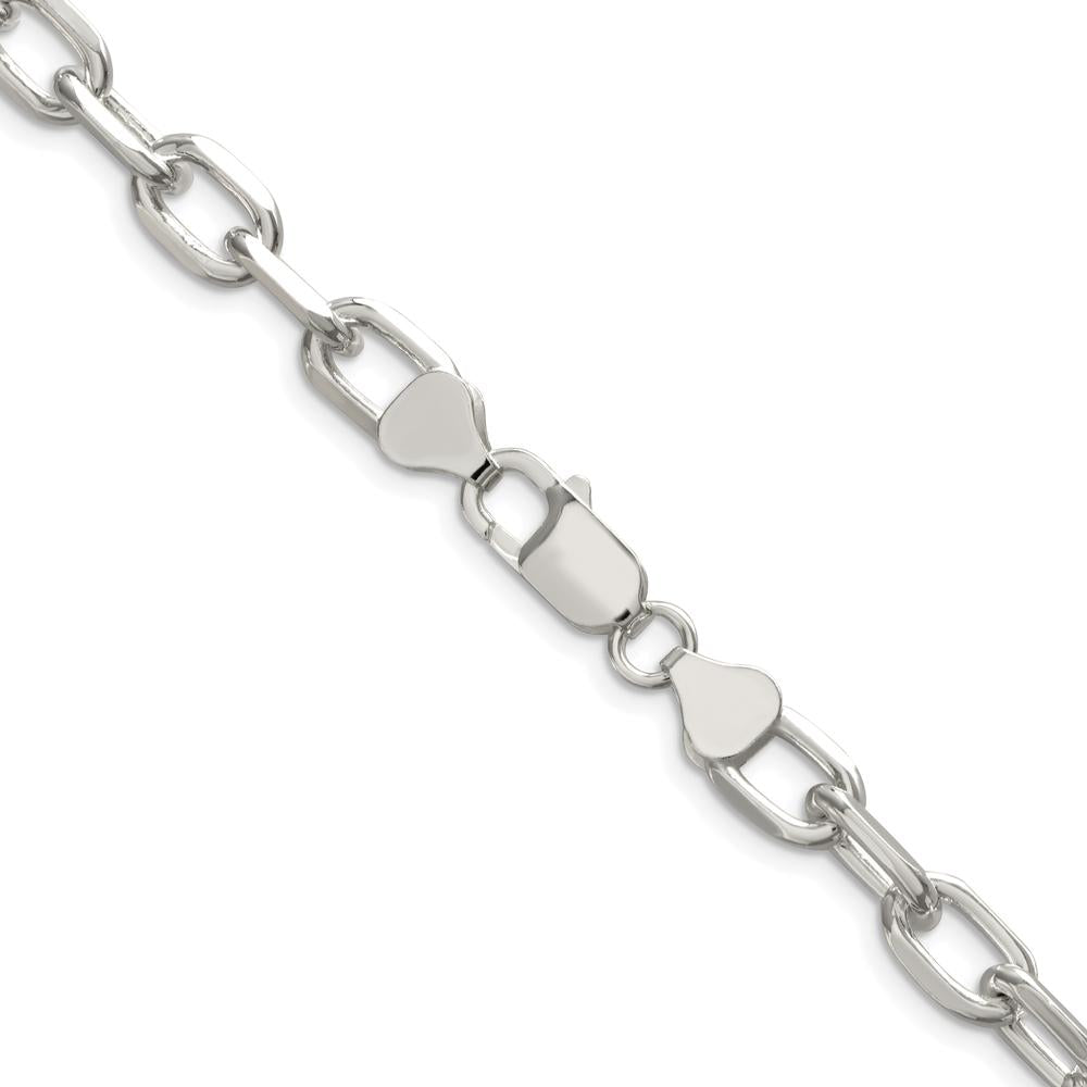Sterling Silver 7.5mm Diamond-Cut Long Link Cable Chain - 20 inches by Lumare Gioia