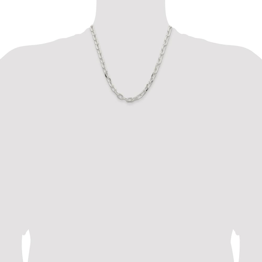 Sterling Silver 7.5mm Diamond-Cut Long Link Cable Chain - 20 inches by Lumare Gioia