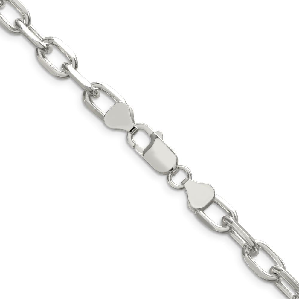 Sterling Silver 7.5mm Diamond-Cut Long Link Cable Chain 24" by Lumare Gioia