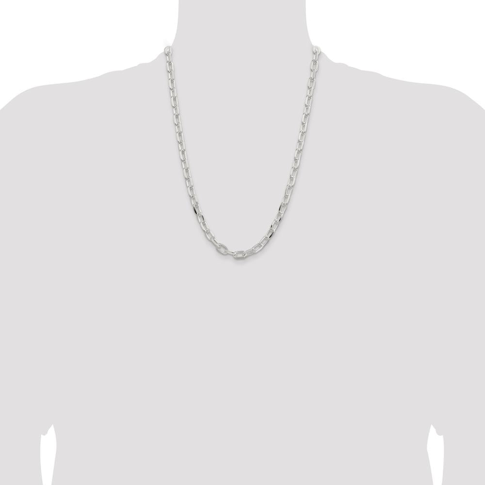 Sterling Silver 7.5mm Diamond-Cut Long Link Cable Chain 24" by Lumare Gioia