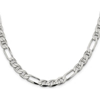 Sterling Silver 7.5mm Figaro Anchor Chain - 22 Inch Polished Necklace with Lobster Clasp by Lumare Gioia