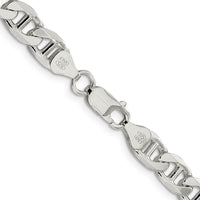 Sterling Silver 7.5mm Figaro Anchor Chain - 22 Inch Polished Necklace with Lobster Clasp by Lumare Gioia
