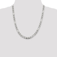 Sterling Silver 7.5mm Figaro Anchor Chain - 22 Inch Polished Necklace with Lobster Clasp by Lumare Gioia