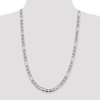 Sterling Silver 7.5mm Figaro Anchor Chain - 26" with Polished Finish by Lumare Gioia