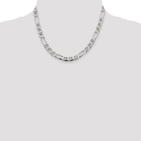 Sterling Silver 7.5mm Figaro Anchor Chain Necklace - 18 inches, Polished Finish by Lumare Gioia