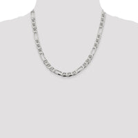 Sterling Silver 7.5mm Figaro Anchor Chain Necklace - 20 Inches by Lumare Gioia