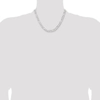 Sterling Silver 7.5mm Figaro Chain Necklace - 18 Inches with Polished Finish by Lumare Gioia