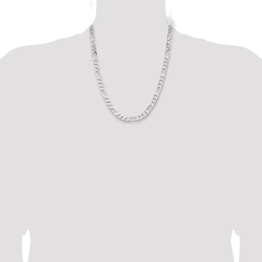 Sterling Silver 7.5mm Figaro Chain Necklace - 22 Inches, Polished Finish, Lobster Clasp by Lumare Gioia