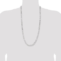 Sterling Silver 7.5mm Figaro Chain Necklace - 30 Inches by Lumare Gioia