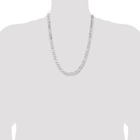 Sterling Silver 7.5mm Figaro Chain Necklace with Polished Finish - 24" Length by Lumare Gioia
