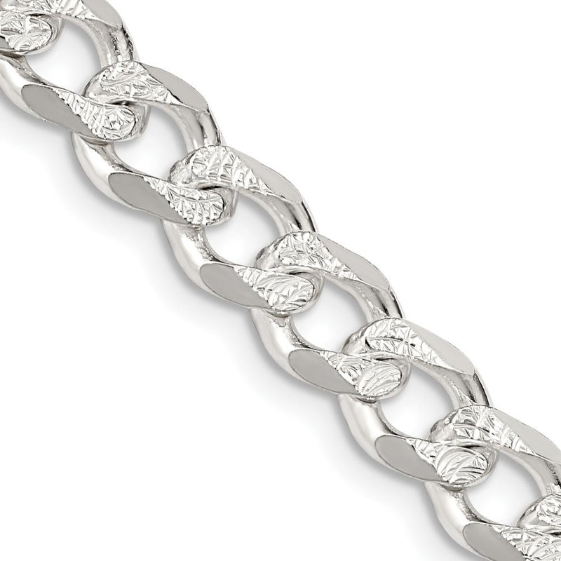 Sterling Silver 7.5mm Pave Curb Chain Necklace - 22 inches in Length by Lumare Gioia