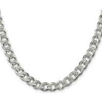 Sterling Silver 7.5mm Pavé Curb Chain Necklace - 26 Inches by Lumare Gioia