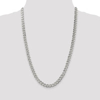Sterling Silver 7.5mm Pavé Curb Chain Necklace - 26 Inches by Lumare Gioia
