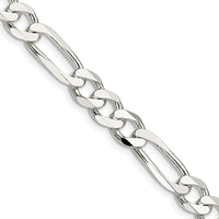 Sterling Silver 7.5mm Polished Figaro Chain Necklace - 20 Inch Length by Lumare Gioia