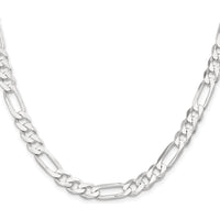 Sterling Silver 7.5mm Polished Figaro Chain Necklace - 20 Inch Length by Lumare Gioia