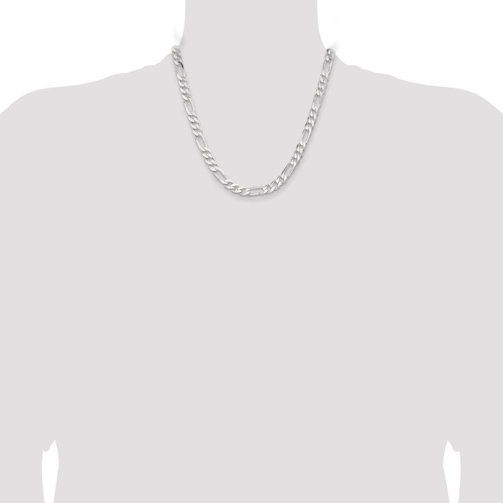 Sterling Silver 7.5mm Polished Figaro Chain Necklace - 20 Inch Length by Lumare Gioia