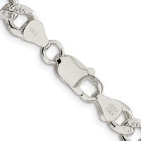 Sterling Silver 7.5mm Rhodium-Plated Pavé Curb Chain - 18 Inches by Lumare Gioia
