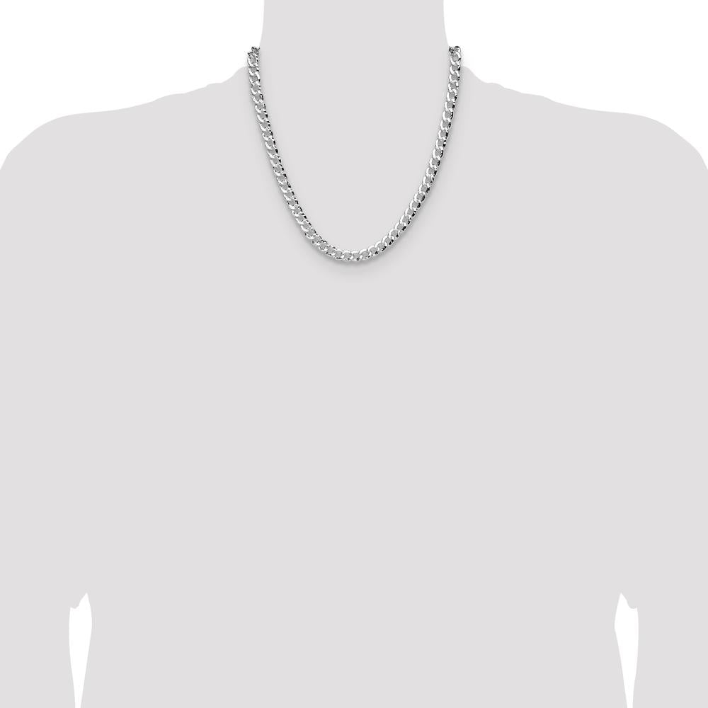 Sterling Silver 7.6mm Hammered Curb Chain Necklace - 20 inches by Lumare Gioia