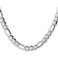 Sterling Silver 7.6mm Hammered Figaro Chain Necklace - 18 Inches by Lumare Gioia
