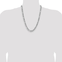 Sterling Silver 7.6mm Hammered Figaro Chain Necklace - 22 Inches, Polished Finish by Lumare Gioia