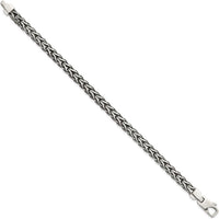 Sterling Silver 7.75" Antiqued Polished Spiga Chain Bracelet with Fancy Lobster Clasp by Lumare Gioia