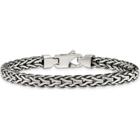 Sterling Silver 7.75" Antiqued Polished Spiga Chain Bracelet with Fancy Lobster Clasp by Lumare Gioia
