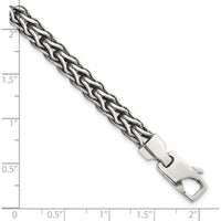 Sterling Silver 7.75" Antiqued Polished Spiga Chain Bracelet with Fancy Lobster Clasp by Lumare Gioia