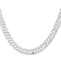 Sterling Silver 7.75mm 6 Side Diamond-Cut Flat Double Curb Chain - 18 in by Lumare Gioia
