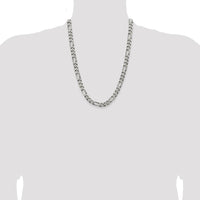 Sterling Silver 7.75mm Antiqued Figaro Chain Necklace - 24 Inches by Lumare Gioia
