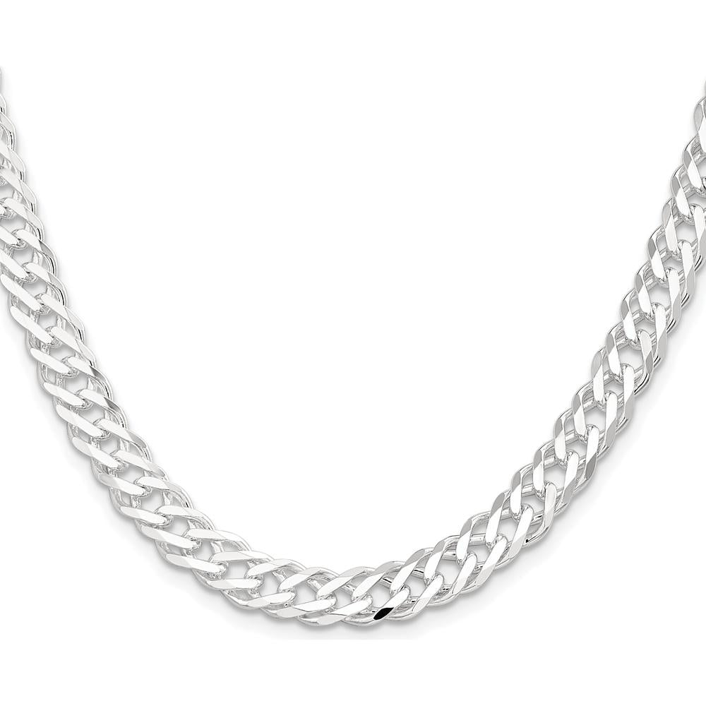 Sterling Silver 7.75mm Diamond-Cut Flat Curb Chain Necklace - 20 Inches by Lumare Gioia