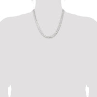Sterling Silver 7.75mm Diamond-Cut Flat Curb Chain Necklace - 20 Inches by Lumare Gioia