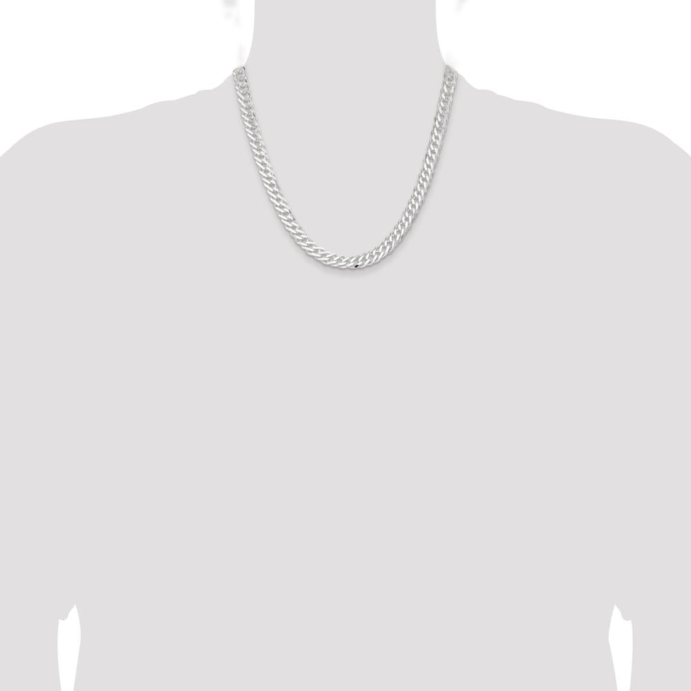Sterling Silver 7.75mm Diamond-Cut Flat Curb Chain Necklace - 20 Inches by Lumare Gioia