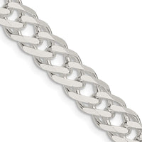 Sterling Silver 7.75mm Diamond-Cut Flat Double Curb Chain - 24 inches by Lumare Gioia