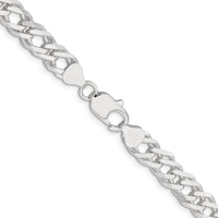 Sterling Silver 7.75mm Diamond-Cut Flat Double Curb Chain - 24 inches by Lumare Gioia