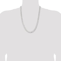 Sterling Silver 7.75mm Diamond-Cut Flat Double Curb Chain - 24 inches by Lumare Gioia