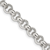 Sterling Silver 7.75mm Semi-Solid Rolo Chain Necklace - 18 Inches by Lumare Gioia