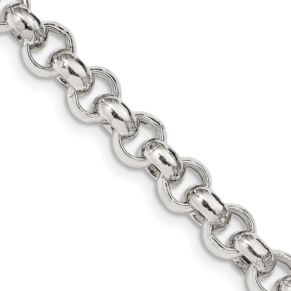 Sterling Silver 7.75mm Semi-Solid Rolo Chain Necklace - 18 Inches by Lumare Gioia