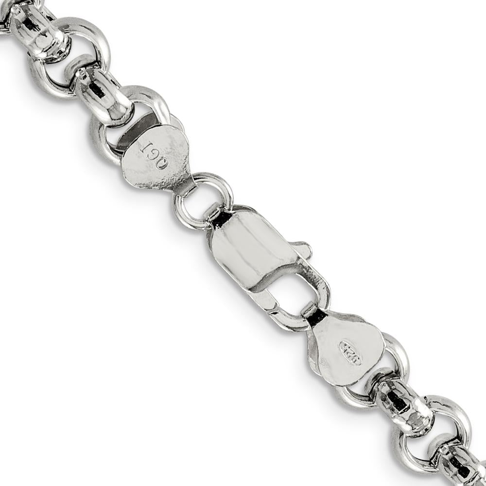 Sterling Silver 7.75mm Semi-Solid Rolo Chain Necklace - 18 Inches by Lumare Gioia