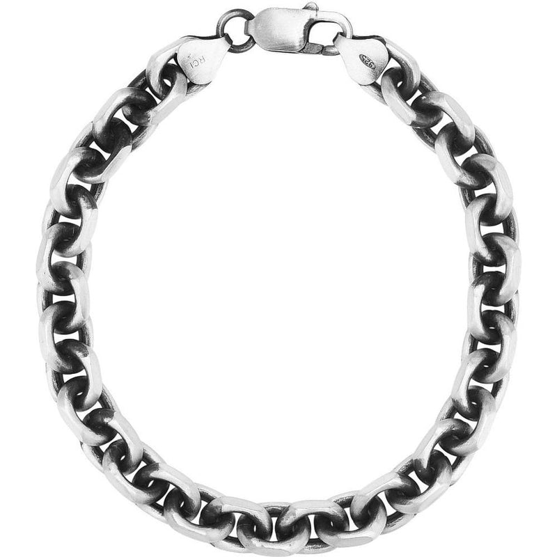 Sterling Silver 7.7mm Gunmetal Anchor Chain Bracelet - 8.5" by Orozza Fine Jewelry