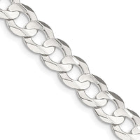 Sterling Silver 7.8mm Concave Beveled Curb Chain - 22" Length with Lobster Clasp by Lumare Gioia