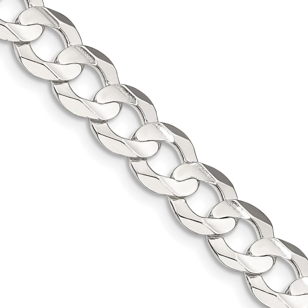 Sterling Silver 7.8mm Concave Beveled Curb Chain - 22" Length with Lobster Clasp by Lumare Gioia