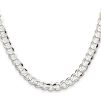Sterling Silver 7.8mm Concave Beveled Curb Chain - 22" Length with Lobster Clasp by Lumare Gioia