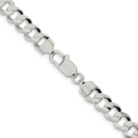 Sterling Silver 7.8mm Concave Beveled Curb Chain - 22" Length with Lobster Clasp by Lumare Gioia