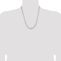 Sterling Silver 7.8mm Concave Beveled Curb Chain - 22" Length with Lobster Clasp by Lumare Gioia
