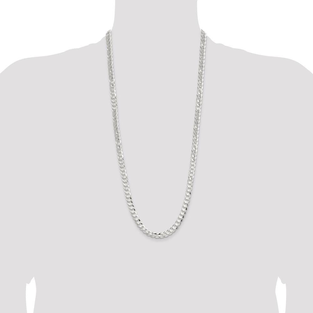 Sterling Silver 7.8mm Concave Beveled Curb Chain Necklace - 30 Inch by Lumare Gioia