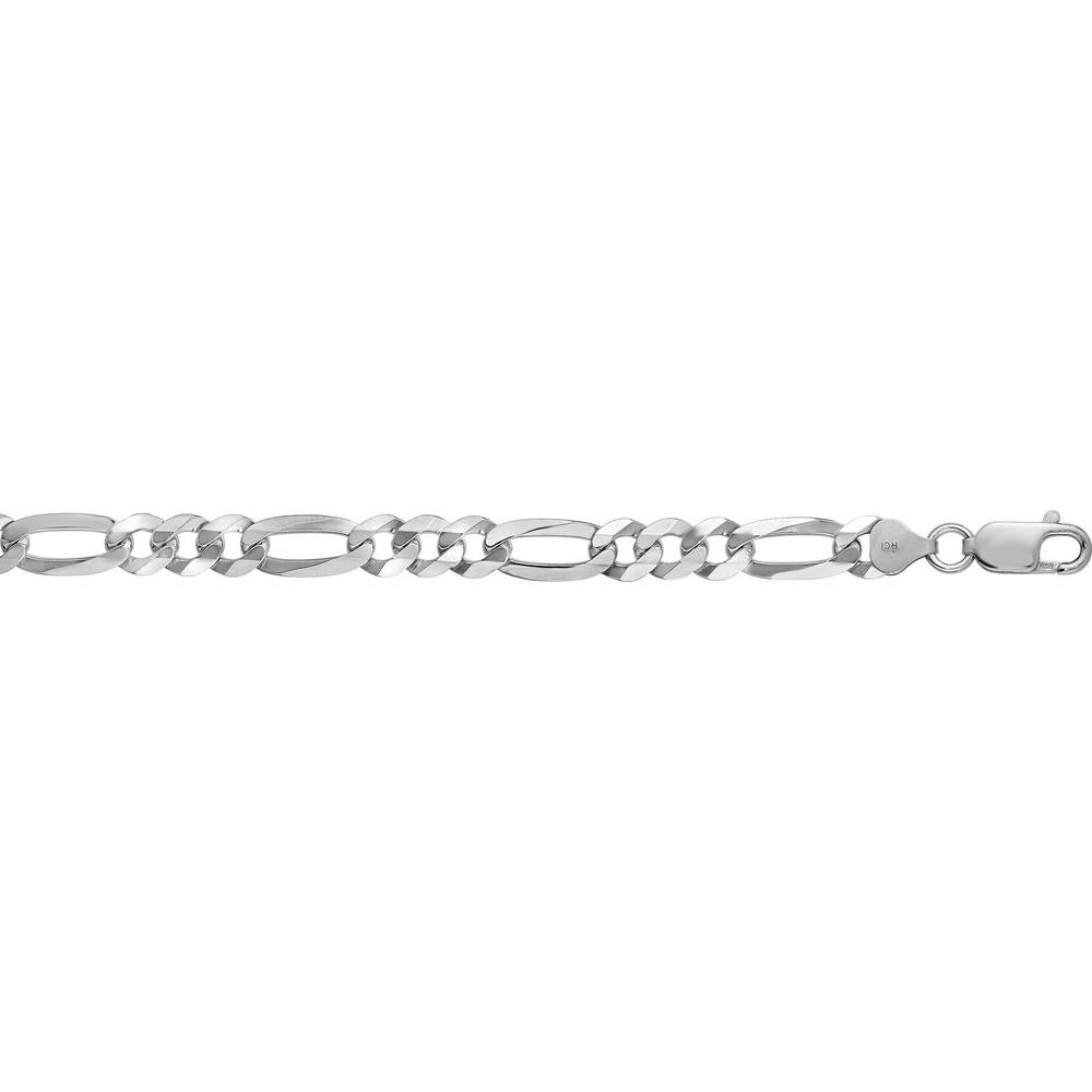 Sterling Silver 7.8mm Diamond Cut Figaro Chain Necklace - 24" by Orozza Fine Jewelry
