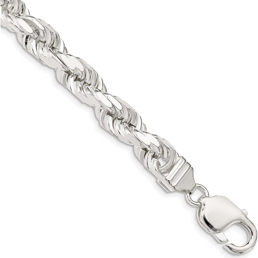 Sterling Silver 7.8mm Diamond-Cut Rope Chain - 9
