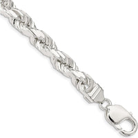 Sterling Silver 7.8mm Diamond-Cut Rope Chain - 9" Length by Lumare Gioia